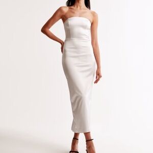 Abercrombie Strapless White Midi Dress